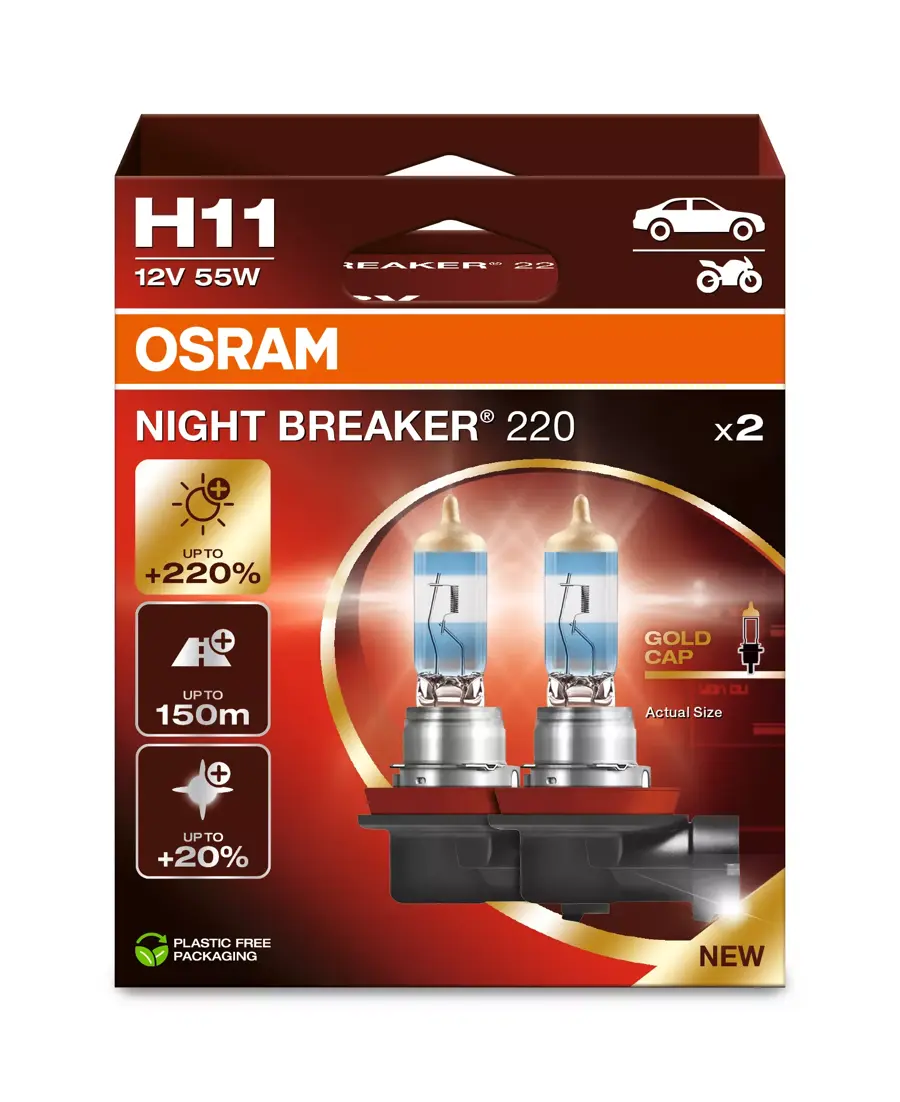 NIGHT-BREAKER-220-H11-64211NB220-2HB H11 Osram Night Breaker 220 12V/55W - 2PCS (64211NB200-2HB) - Image 1
