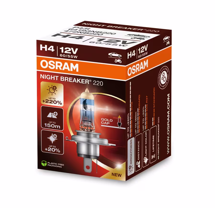 NIGHT-BREAKER-220-H4-64193NB220-FS H4 Osram Night Breaker 220 12V/60/55W (64193NB220) - Image 1